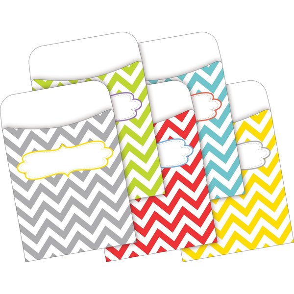 Barker Creek Chevron Beautiful Peel & Stick Library Pockets, Multi-Design, 30/Pack 1231